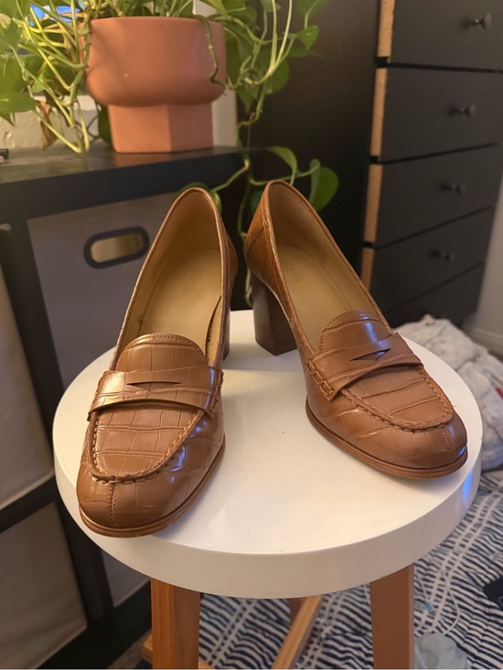 Michael Kors Shoes - Michael Kors Croc-Embossed Leather Loafers in Brown